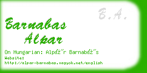 barnabas alpar business card